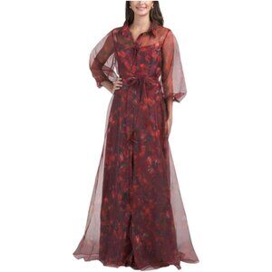 RENE BY RENE RUIZ Long Sleeve Organza Floral Shirt Gown